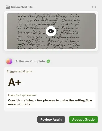 AI Homework Review Screen