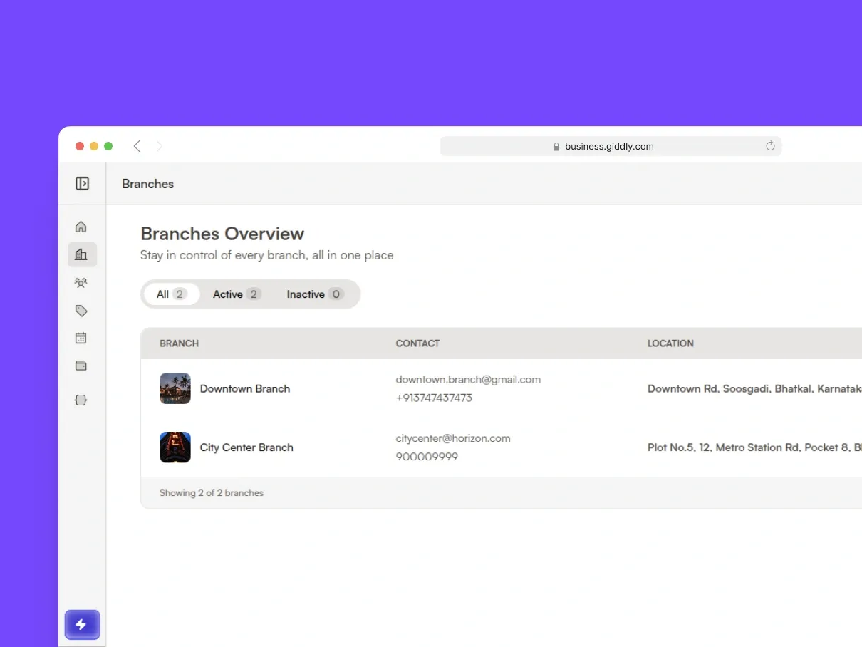 Manage Branches & Spaces