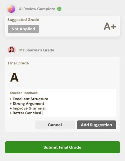 Teacher Review Screen